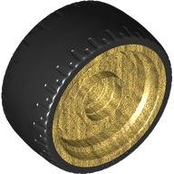 LEGO part Wheel 24 x 12 with Pin Hole with Molded Black Hard Rubber Tire Pattern 72206pb01