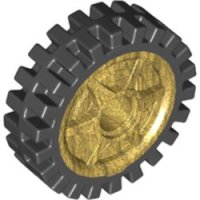LEGO part Wheel 24 x 7 with Shallow Spokes with Fixed Black Rubber Tire 74214c01