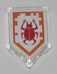 LEGO part Tile, Modified 2 x 3 Pentagonal with Nexo Power Shield Pattern - Beetle Bomb 22385pb007