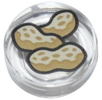 LEGO part Tile, Round 1 x 1 with 3 Tan and Dark Tan Peanuts Pattern 98138pb451