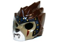 LEGO part Minifigura, Copricapo Maschera Leone con Viso Marrone Scuro, Cicatrice Rosso Scuro e Copricapo Blu Scuro con Motivo Cerchi Oro 11129pb03