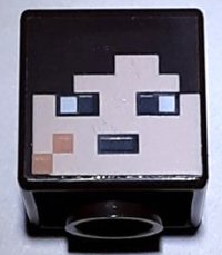 LEGO part Minifigure, Testa, Cubo Modificato con Volto Pixelato Color Nocciola Chiaro e Motivo Cicatrice Guancia Nocciola (Guerriero End Minecraft) 19729pb064