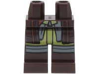 LEGO part Hips and Legs with Coattails with Reddish Brown Stripes, Olive Green and Dark Bluish Gray Shirttails, Knee Wrappings Pattern 970c00pb1438