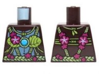 LEGO part Torso Gorilla with Leaf Top and Belt, Pink Flowers and Blue Round Jewel (Chi) Pattern 973pb1473