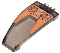 LEGO part Windschutzscheibe 8 x 4 x 2 Curved Taper mit Dual 2 Fingers, 2 Bolts on Orange Pattern (Aufkleber) - Set 7706 30536pb02