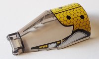 LEGO part Windscreen 6 x 4 x 2 Round with Bar Handle with Yellow Honeycomb with Black Hexagons Pattern 92279pb012