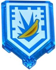 LEGO onderdeel Tegel, Aangepast 2 x 3 Pentagonaal met Nexo Power Shield Patroon - Banana Bombs 22385pb024