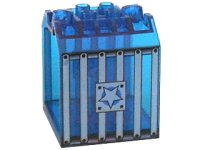 LEGO onderdeel Container, Doos Open Einde 4 x 4 x 4 met 1 Vergrendeling Scharniervinger aan Elk Einde met Gevangenisbalken en Ster Patroon 30639pb01