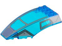 LEGO onderdeel Windscreen 10 x 6 x 2 Curved with Dark Bluish Gray and Light Bluish Gray Cockpit Frame and Dark Blue Front Panel Pattern 45705pb035