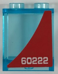 LEGO part Panel 1 x 2 x 2 with Side Supports - Hollow Studs with White '60222' on Red Background Pattern Model Left Side (Sticker) - Set 60222 87552pb064L
