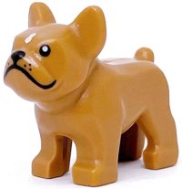LEGO part Perro, Bulldog Francés con Ojos, Nariz, Boca y Bigotes Negros, Patrón de Mancha Blanca en la Frente 29602pb01