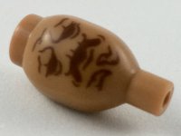 LEGO part Plant Root Vegetable with Stud and Bar with Reddish Brown Eyes, Mouth, and Wrinkles Pattern (HP Mandrake Face) 37681pb01