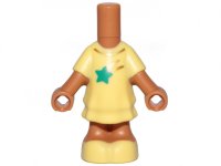LEGO part Micro Doll, Body with Molded Bright Light Yellow Short Layered Dress and Shoes and Printed Dark Turquoise Shooting Star and Gold Collar Pattern 69969pb02