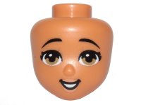 LEGO part Mini Doll, Head Friends with Dark Tan Eyes and Open Mouth Pattern 72419