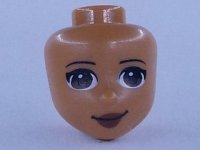 LEGO part Mini Doll, Head Friends with Dark Brown Eyes, Dark Red Lips and Closed Mouth Smile Pattern 74697