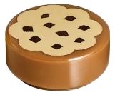 LEGO part Tile, Round 1 x 1 with Cookie Tan Frosting and Chocolate Sprinkles Pattern 98138pb014