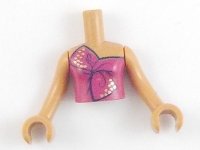 LEGO part Torso Mini Doll Girl Magenta Strapless Dress Top Tied in Bow with Gold Dots Pattern, Medium Nougat Arms with Hands FTGpb297c01