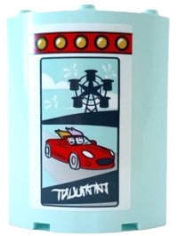 LEGO onderdeel Cilinder Kwart 4 x 4 x 6 met Rode Lichtstrip, Sportauto, Donkerblauw Reuzenrad Silhouet en Wit Schrift Patroon Model Linkerkant (Sticker) - Set 41448 30562pb097L