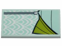 LEGO part Tile 2 x 4 with Light Aqua and Lime Sleeping Bag Pattern (Sticker) - Set 41424 87079pb0765