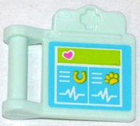 LEGO part Friends Accessories Medical Clipboard with Bar Handle with Pink Heart, Yellow Horseshoe, Paw Print and White Heart Monitor Lines Pattern (Sticker) - Set 3188 98393bpb01
