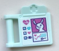 LEGO part Friends Accessories Medical Clipboard with Bar Handle with Rabbit, Hearts, Eye and Paw Print Pattern (Sticker) - Set 41345 98393bpb07