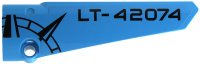 LEGO part Technic, Panel Fairing # 6 Long Smooth, Side B with Black 'LT-42074' and Compass Point on Dark Azure Background Pattern (Sticker) - Set 42074 64393pb039