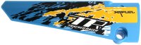 LEGO part Technic, Panel Fairing # 5 Long Smooth, Side A with 'XRFUEL', 'TR TRACKED RACER' and Black, Yellow and White Splotches Pattern (Sticker) - Set 42095 64681pb042