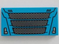LEGO part Tile 2 x 4 with Car Front Grille with Black and Silver Pattern 87079pb1090