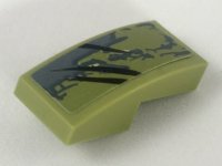 LEGO onderdeel Schuin, Gebogen 2 x 1 x 2/3 met Donkergrijs Kras, Zwarte Klauwen Markeringen Patroon Model Rechterkant (Sticker) - Set 70653 11477pb061R