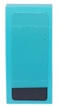 LEGO part Schräge, gewölbt 2 x 1 x 2/3 mit schwarzem Streifen auf mittlerem azurblauem Hintergrunmuster Modelllinke Seite (Aufkleber) - Set 76898 11477pb099L