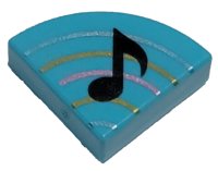 LEGO part Tile, Round 1 x 1 Quarter with Music Note Eighth and Curved Lines Pattern 25269pb021