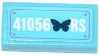 LEGO part Tile 1 x 2 with Butterfly and '41056 RS' Plate Pattern (Sticker) - Set 41056 3069pb0301