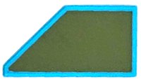 LEGO part Tile, Modified 1 x 2 Wedge Right with Olive Green Surface Pattern 5092pb001