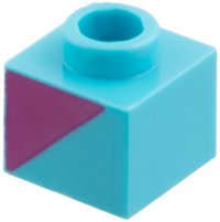 LEGO part Brick, Modified 1 x 1 x 2/3 with Magenta Triangle Pattern Model Left Side 86996pb002L
