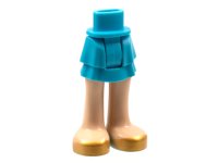 LEGO part Mini Doll Hips and Skirt Layered, Light Nougat Legs and Gold Shoes Pattern - Thick Hinge 92250c00pb31