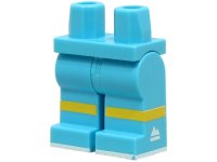 LEGO part Hips and Legs with Yellow Knees, White Soles and Sports Mountain Logo on Side Pattern 970c00pb1447