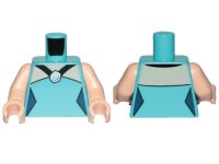 LEGO part Torso Female Outline, Dress with Black Straps and Stone Pattern (Betty Rubble) / Light Nougat Arms / Light Nougat Hands 973pb3469c01