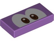 LEGO part Tile 1 x 2 with Dark Brown and Reddish Brown Eyes on White Background Pattern (Super Mario Urchin) 3069pb0815