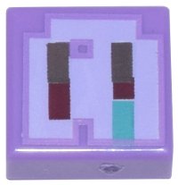 LEGO part Tile 1 x 1 with Pixelated Dark Brown, Dark Red, and Dark Turquoise Rectangles on Lavender Background Pattern (Minecraft Devourer Nose) 3070pb352