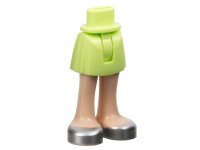 LEGO part Mini Doll Hips and Skirt with Molded Light Nougat Legs and Printed Silver Open Top Shoes Pattern - Thin Hinge 35216ac00pb005