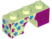 LEGO part Arch 1 x 3 with Dark Azure Flowers, Magenta Spikes and Back Pockets Pattern 4490pb11