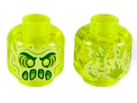 LEGO part Minifigure, Head Alien Ghost with Yellowish Green Face, Slime Mouth and Flames in Back Pattern - Hollow Stud 3626pb2435