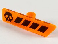 LEGO part Minifigure, Utensil Gameplayer Label with Pixelated Black Skull and Broken Stripe / Health Bar Pattern 65191pb02