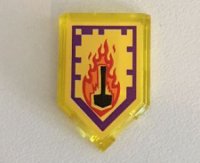 LEGO part Mattonella, Modificata 2 x 3 Pentagonale con Nexo Power Shield Pattern - Flame Wreck 22385pb047