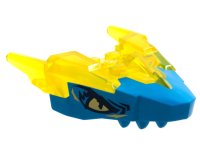 LEGO part Dragon Head (Ninjago) Jaw Upper with Horns with Molded Dark Azure Face and Printed Bright Light Yellow Eyes and Dark Blue Highlights Pattern 82276pb01