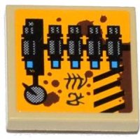 LEGO part Fliese, modifiziert 2 x 2 invertiert mit Gitter, Alien Charaktere, Rost, Knopf und mechanisches Muster Modell rechte Seite (Aufkleber) - Set 70002 11203pb010R