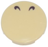 LEGO part Tile, Round 2 x 2 with Bottom Stud Holder with 2 Dark Brown Curved Lines Pattern (Super Mario Nostrils) 14769pb627