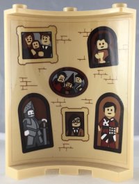 LEGO part Cylinder Quarter 4 x 4 x 6 with Bricks and Six Portraits with Knight Pattern on Inside (Sticker) - Set 71043 30562pb060