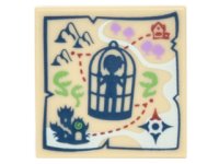 LEGO part Tile 2 x 2 with Map Mini Doll in Birdcage (Elves) Pattern 3068pb1061