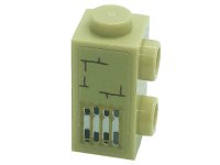 LEGO part Brick, Modified 1 x 1 x 1 2/3 with Studs on Side with Gold Bars and Bricks Pattern (Sticker) - Set 71043 32952pb002